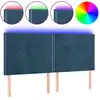 Image de vidaXL Tête de lit LED bleu foncé 160x5x118/128 cm velours