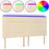 Image de vidaXL Tête de lit LED Crème 200x5x118/128 cm Tissu