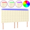 Image de vidaXL Tête de lit LED Crème 180x5x118/128 cm Similicuir