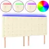 Image de vidaXL Tête de lit LED Crème 200x5x118/128 cm Similicuir