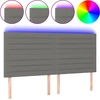 Image de vidaXL Tête de lit LED gris foncé 180x5x118/128 cm Tissu