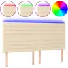 Image de vidaXL Tête de lit LED Crème 200x5x118/128 cm Tissu