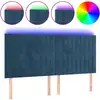 Image de vidaXL Tête de lit LED bleu foncé 180x5x118/128 cm velours