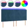 Image de vidaXL Tête de lit LED bleu foncé 200x5x118/128 cm velours
