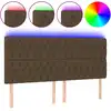 Image de vidaXL Tête de lit LED brun foncé 200x7x118/128 cm Tissu