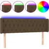 Image de vidaXL Tête de lit LED brun foncé 147x16x78/88 cm Tissu