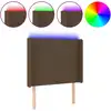 Image de vidaXL Tête de lit LED brun foncé 103x16x118/128 cm Tissu