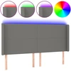 Image de vidaXL Tête de lit LED gris foncé 203x16x118/128 cm Tissu