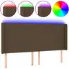 Image de vidaXL Tête de lit LED brun foncé 203x16x118/128 cm Tissu