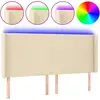 Image de vidaXL Tête de lit LED Crème 203x16x118/128 cm Tissu