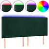 Image de vidaXL Tête de lit LED vert foncé 163x16x118/128 cm velours