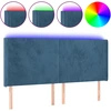 Image de vidaXL Tête de lit LED bleu foncé 163x16x118/128 cm velours