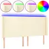 Image de vidaXL Tête de lit LED Crème 183x16x118/128 cm Similicuir