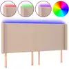 Image de vidaXL Tête de lit LED marron cappuccino 203x16x118/128cm similicuir