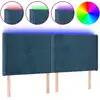 Image de vidaXL Tête de lit LED bleu foncé 163x16x118/128 cm velours