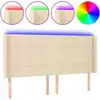 Image de vidaXL Tête de lit LED Crème 163x16x118/128 cm Tissu