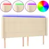 Image de vidaXL Tête de lit LED Crème 183x16x118/128 cm Tissu