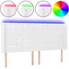 Image de vidaXL Tête de lit LED blanc 163x16x118/128 cm similicuir