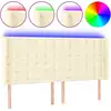 Image de vidaXL Tête de lit LED Crème 163x16x118/128 cm Similicuir