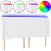 Image de vidaXL Tête de lit LED blanc 203x16x118/128 cm similicuir