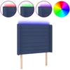 Image de vidaXL T  te de lit LED bleue 103x16x118/128 cm Tissu