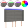 Image de vidaXL Tête de lit LED gris foncé 147x16x118/128 cm Tissu