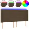 Image de vidaXL Tête de lit LED brun foncé 163x16x118/128 cm Tissu
