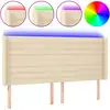 Image de vidaXL Tête de lit LED Crème 183x16x118/128 cm Tissu