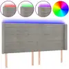 Image de vidaXL Tête de lit LED gris clair 163x16x118/128 cm velours