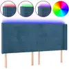 Image de vidaXL Tête de lit LED bleu foncé 203x16x118/128 cm velours