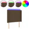 Image de vidaXL Tête de lit LED brun foncé 93x16x118/128 cm Tissu
