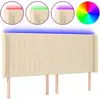 Image de vidaXL Tête de lit LED Crème 163x16x118/128 cm Tissu