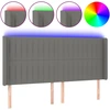 Image de vidaXL Tête de lit LED gris foncé 183x16x118/128 cm Tissu