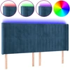 Image de vidaXL Tête de lit LED bleu foncé 163x16x118/128 cm velours