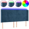 Image de vidaXL Tête de lit LED bleu foncé 203x16x118/128 cm velours