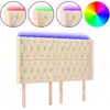 Image de vidaXL Tête de lit LED Crème 147x16x118/128 cm Tissu