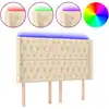 Image de vidaXL Tête de lit LED Crème 163x16x118/128 cm Tissu