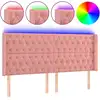 Image de vidaXL Tête de lit LED rose 203x16x118/128 cm velours