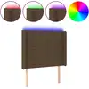 Image de vidaXL Tête de lit LED brun foncé 83x16x118/128 cm Tissu