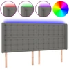 Image de vidaXL Tête de lit LED gris foncé 183x16x118/128 cm Tissu