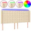 Image de vidaXL Tête de lit LED Crème 183x16x118/128 cm Tissu