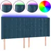 Image de vidaXL Tête de lit LED bleu foncé 203x16x118/128 cm velours
