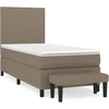 Image de vidaXL Lit boxspring avec matelas Taupe 90x190 cm Tissu