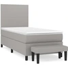 Image de vidaXL Lit boxspring avec matelas gris clair 100x200 cm Tissu
