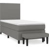 Image de vidaXL Lit boxspring avec matelas gris foncé 100x200 cm Tissu