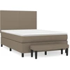 Image de vidaXL Lit boxspring avec matelas Taupe 140x190 cm Tissu