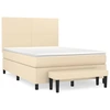 Image de vidaXL Lit boxspring avec matelas Crème 140x190 cm Tissu