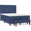 Image de vidaXL Lit boxspring avec matelas bleu 140x190 cm Tissu