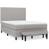 Image de vidaXL Lit boxspring avec matelas gris clair 140x200 cm Tissu