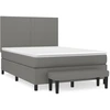 Image de vidaXL Lit boxspring avec matelas gris foncé 140x200 cm Tissu